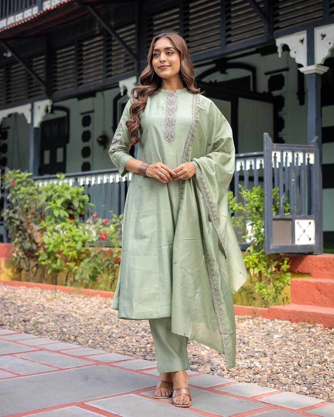 Muslin Embroidery Anarkali Suit - MYLUXURY LANE ENTERPRISE